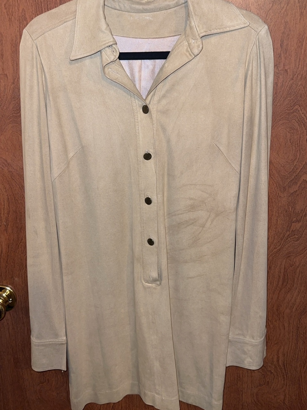 Women’s Long-Sleeve suede button up dress